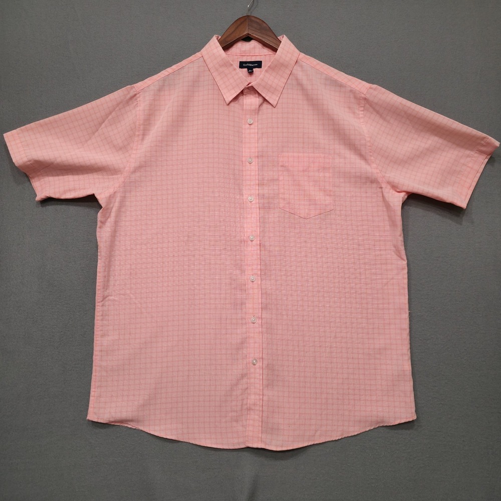 Croft & Barrow Men's‎ Pink Check Short Sleeve Button Up Shirt Size XL